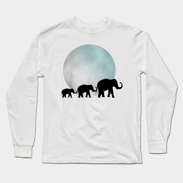 Three Elephants On Safari Long Sleeve T-Shirt by SartorisArt1